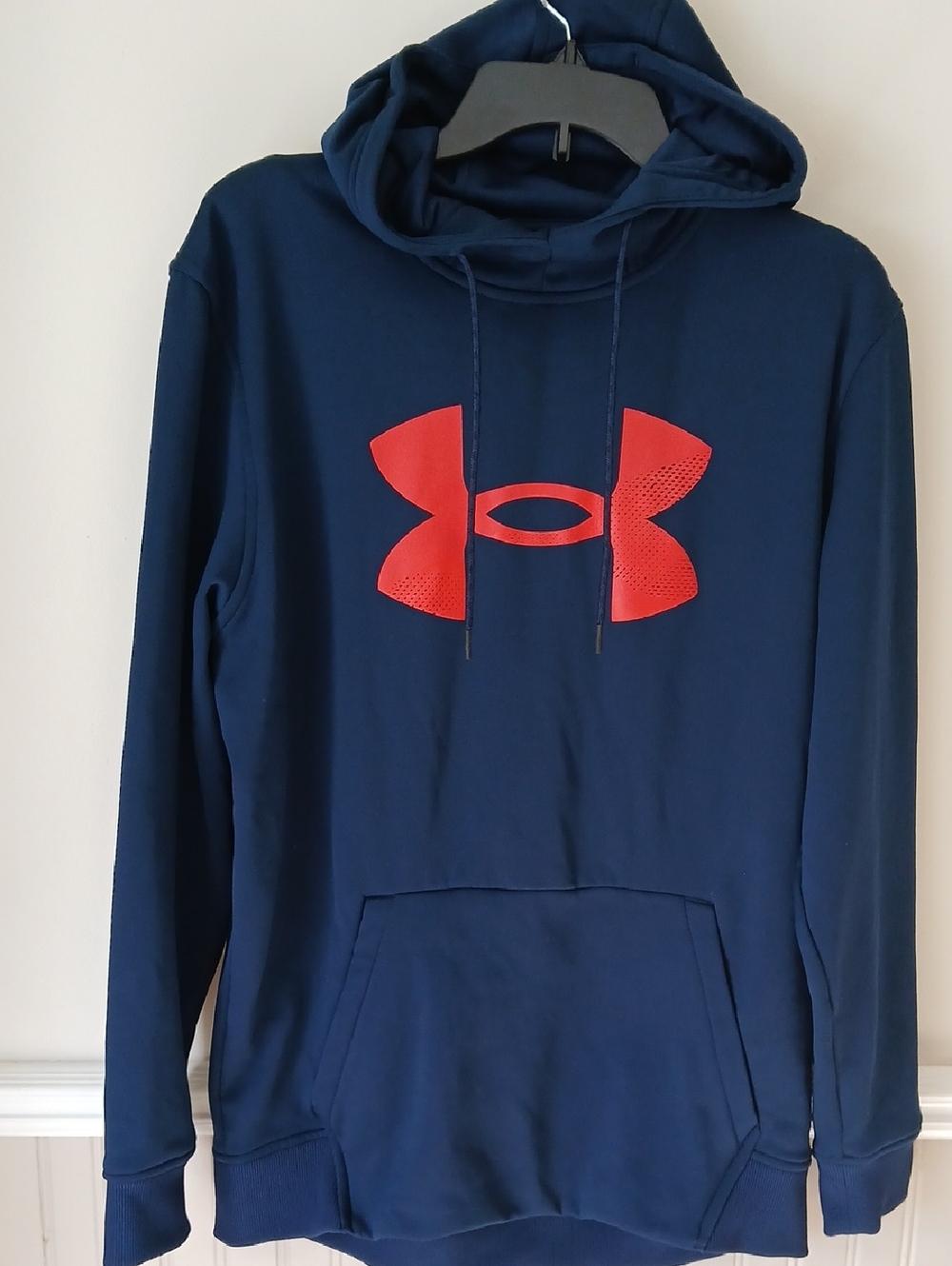 Under Armour Navy Pullover Hoodie with Red Logo